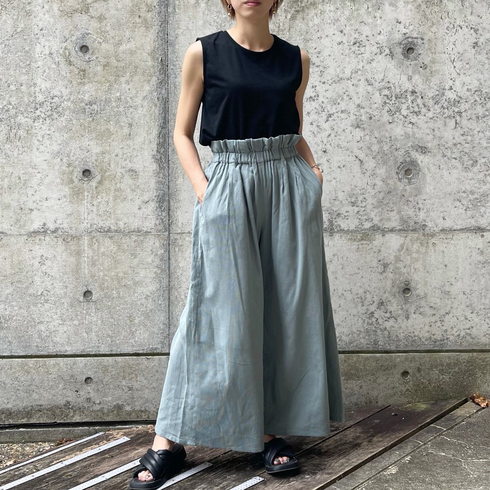 コットン100％ワイドパンツ(blue)