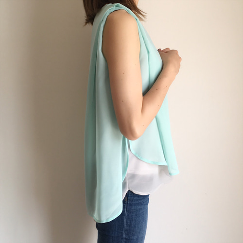 NATURAL GARDEN ミントグリーン ノースリーブ リルアー スリーブレス