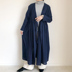 Chijimi Takashima 100% 純棉海軍藍胸衣連衣裙 第5張的照片