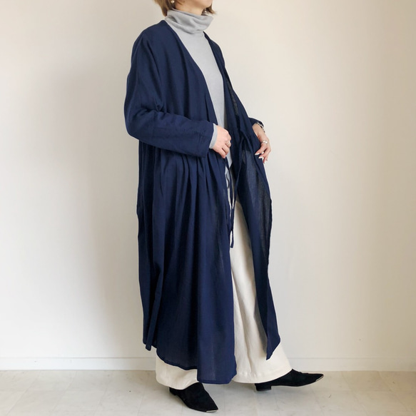 Chijimi Takashima 100% 純棉海軍藍胸衣連衣裙 第8張的照片
