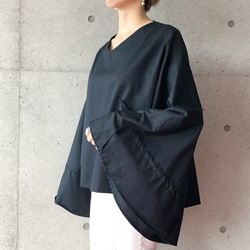 後褶燈籠袖上衣（海軍藍） 第6張的照片