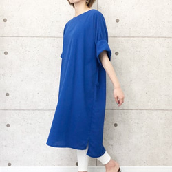 輕盈光滑的洋裝（長襯衫/束腰外衣）（藍色） 第4張的照片