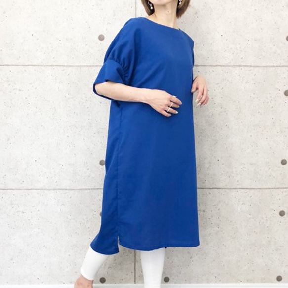 輕盈光滑的洋裝（長襯衫/束腰外衣）（藍色） 第7張的照片