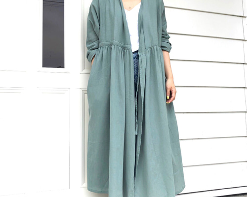 美品✴︎kayme グリーン　カシュクールワンピース 11号 Newシャルロット ガーゼカシュクールワンピース グリーン M→L