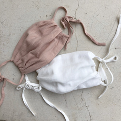 【ホワイト】上質な楊柳生地のコットン100%マスク 1枚目の画像