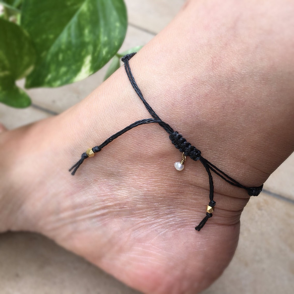 Freshwater Pearl x Waxcord Anklet 5枚目の画像