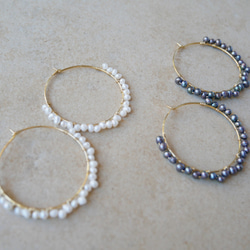 Freshwater Pearl Hoop Earrings 2枚目の画像