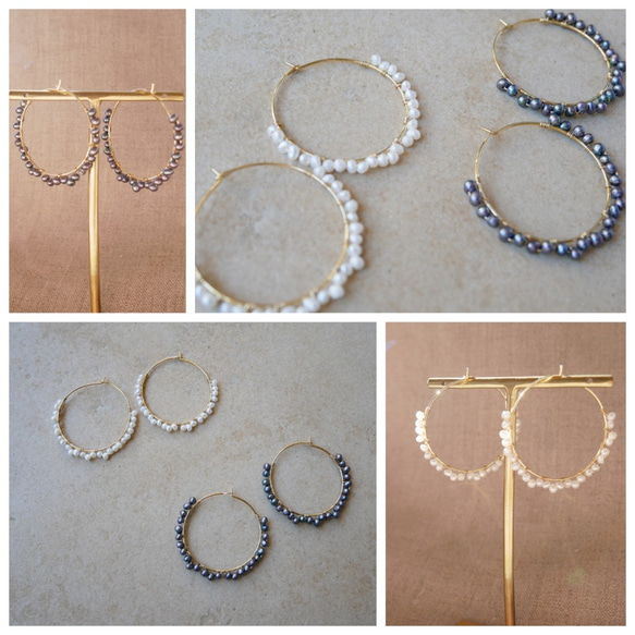 Freshwater Pearl Hoop Earrings 3枚目の画像