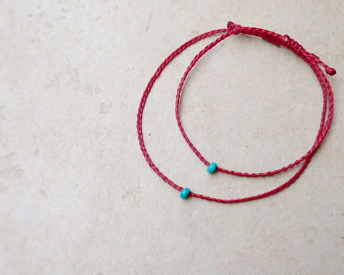 赤い糸(単品)】red waxcord x turquoise ブレスレット souleo 赤い糸(単品)】red waxcord x turquoise ブレスレット souleo