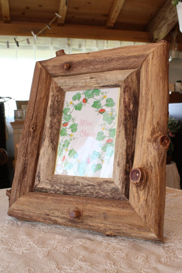 熊野産ヒノキと流木の額縁・2Lサイズのフォトフレーム（2） フォト