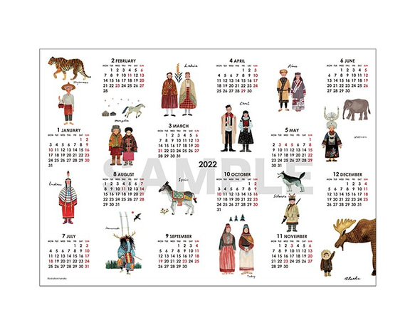 2022ポスターカレンダー(A3)「世界の民族衣装」 3枚目の画像