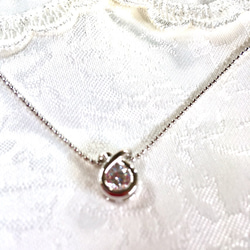 【記念価格】1粒プリティーダイヤモンドCZ　ネックレス 1枚目の画像