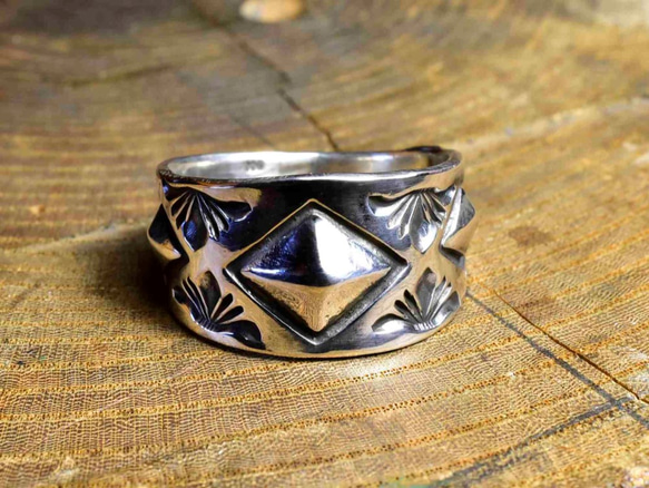 インディアンジュエリー　ナバホ　シルバーリング　15号 Indian Jewelry FUNNY公式ストア ナバホ族 ターコイズ インレイ