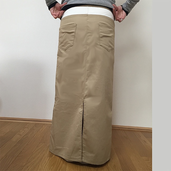 【送料無料！】シンプルで合わせやすいチノロングスカート 3枚目の画像