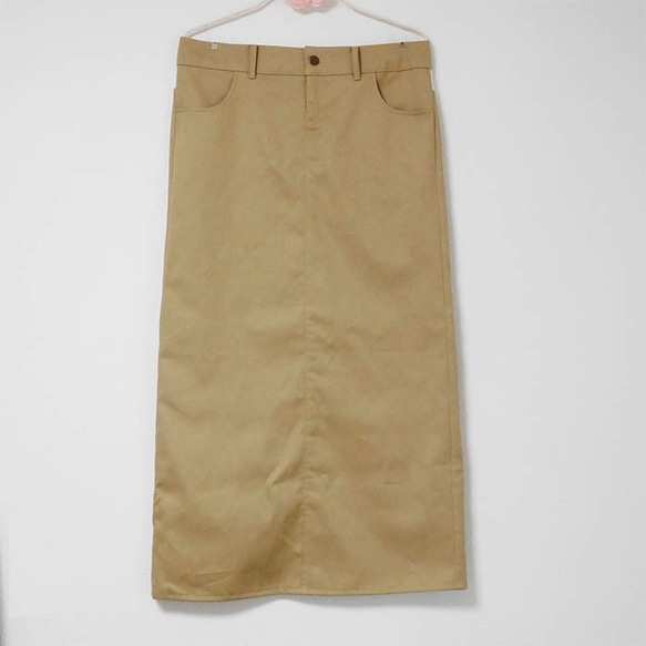 【送料無料！】シンプルで合わせやすいチノロングスカート 5枚目の画像
