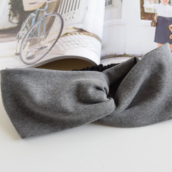 【organic Tシャツ素材】 ヘアバンド 101 ✳︎ 単色 ライトグレー 2枚目の画像