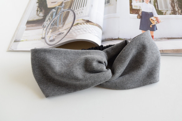 【organic Tシャツ素材】 ヘアバンド 101 ✳︎ 単色 ライトグレー 2枚目の画像