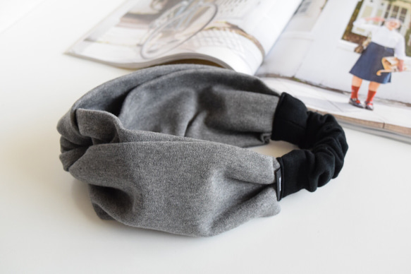 【organic Tシャツ素材】 ヘアバンド 101 ✳︎ 単色 ライトグレー 3枚目の画像