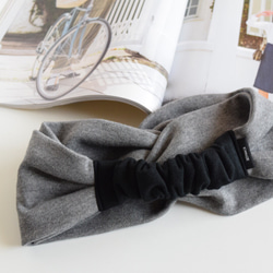 【organic Tシャツ素材】 ヘアバンド 101 ✳︎ 単色 ライトグレー 4枚目の画像