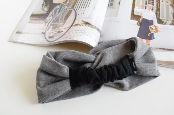 【organic Tシャツ素材】 ヘアバンド 101 ✳︎ 単色 ライトグレー 4枚目の画像