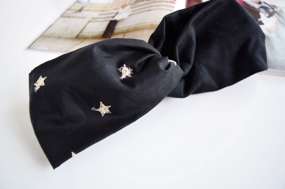 star embroidery pattern x black  hairband headband 第1張的照片