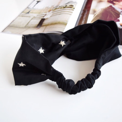 star embroidery pattern x black  hairband headband 第2張的照片