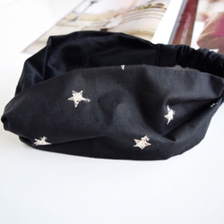 star embroidery pattern x black  hairband headband 第3張的照片
