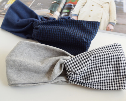 柄×無地】gingham × black / ギンガムチェック柄 ×無地ブラック