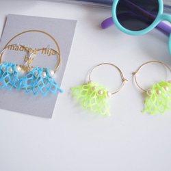 【pearl tulle hoop】pierce or earring /パール チュール フープ ピアス 2枚目の画像