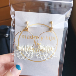 【pearl tulle hoop】pierce or earring /パール チュール フープ ピアス 4枚目の画像