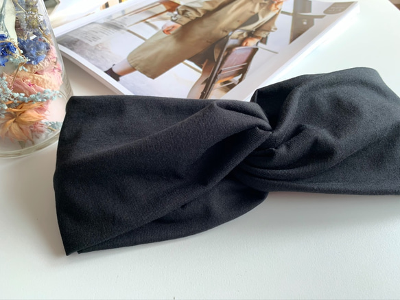 ◆New / High quality T-shirt of Peru cotton turban Black 第2張的照片