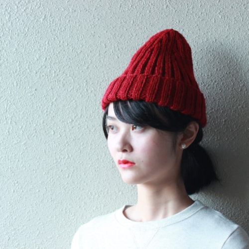 二目ゴム編みのニット帽 ワインレッド キャップ 凛 通販 1306417