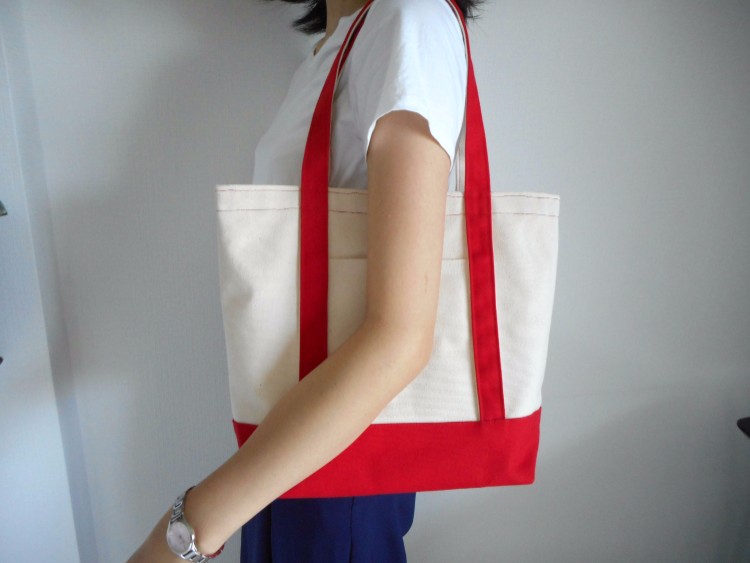帆布のトートバッグ 赤と生成り トートバッグ 凛 通販 908368