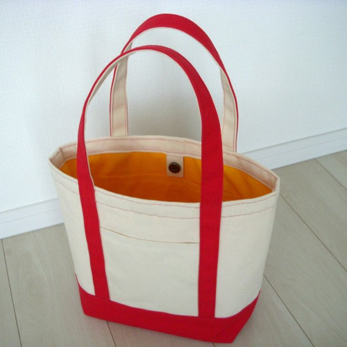 帆布のトートバッグ 赤と生成り トートバッグ 凛 通販 908368