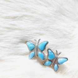 ❁レアな蝶❁♡Larimar Butterfly silver925♡超ハイクオリティの蝶のラリマーピアス 5枚目の画像