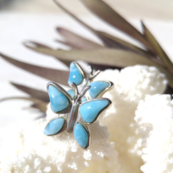 ❁レアな蝶❁♡Larimar Butterfly silver925♡超ハイクオリティの蝶のラリマーピアス 8枚目の画像