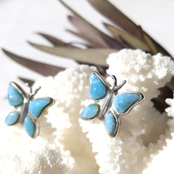 ❁レアな蝶❁♡Larimar Butterfly silver925♡超ハイクオリティの蝶のラリマーピアス 9枚目の画像