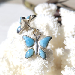 ❁レアな蝶❁♡Larimar Butterfly silver925♡超ハイクオリティの蝶のラリマーピアス 10枚目の画像