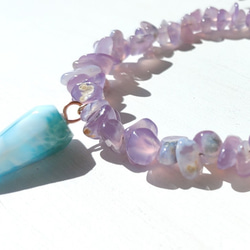 Sold 超サプライズ！！♡lavender bracelet♡−天然ナチュラルカルセドニー&スタイリッシュなラリマー- 4枚目の画像