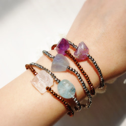 超サプライズ！！♡Heart larimar＆Amethyst♡-着脱簡単大人可愛いブレスレット- 4枚目の画像