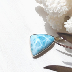 期間限定SALE✧Sea triangle larimar✧ハッキリ波模様！ハイクオリティラリマーペンダント 4枚目の画像