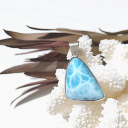 期間限定SALE✧Sea triangle larimar✧ハッキリ波模様！ハイクオリティラリマーペンダント 6枚目の画像