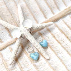 超サプライズ！！♡Sea＆Shell＆Heart 2way earrings♡-可愛いハートラリマー＆ビンテージシェル 4枚目の画像