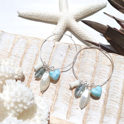 超サプライズ！！♡Multi sea earrings♡-超可愛いハートラリマーなど　何通りにも楽しめる大人可愛いピアス 2枚目の画像