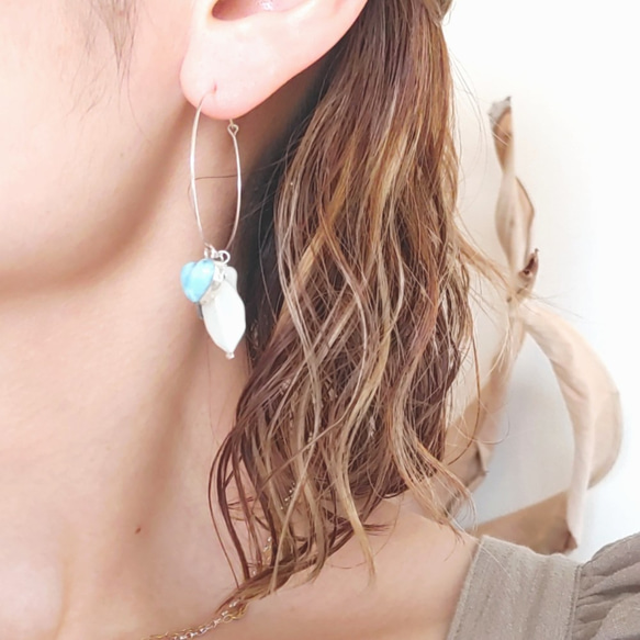 超サプライズ！！♡Multi sea earrings♡-超可愛いハートラリマーなど　何通りにも楽しめる大人可愛いピアス 4枚目の画像