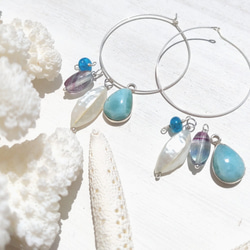 超サプライズSALE！♡Multi sea earrings♡-可愛い雫ラリマーなど　何通りにも楽しめる大人可愛いピアス 1枚目の画像