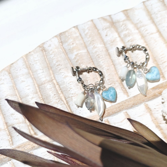 超サプライズSALE！！♡Multi sea earrings♡-超可愛いハートラリマーなど　6wayイヤリング 4枚目の画像