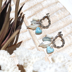 超サプライズSALE！！♡Multi sea earrings♡-超可愛いハートラリマーなど　6wayイヤリング 1枚目の画像