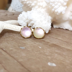 50%off セール！Pure Heart earrings（ピアスorイヤリング）Vintage pink glass 2枚目の画像