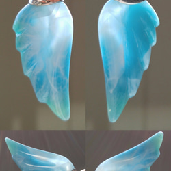 Sold out!! 海色の羽-模様が美しく、リバーシブルで両面使えるハイクラスの天使の羽ラリマーペンダント- 2枚目の画像